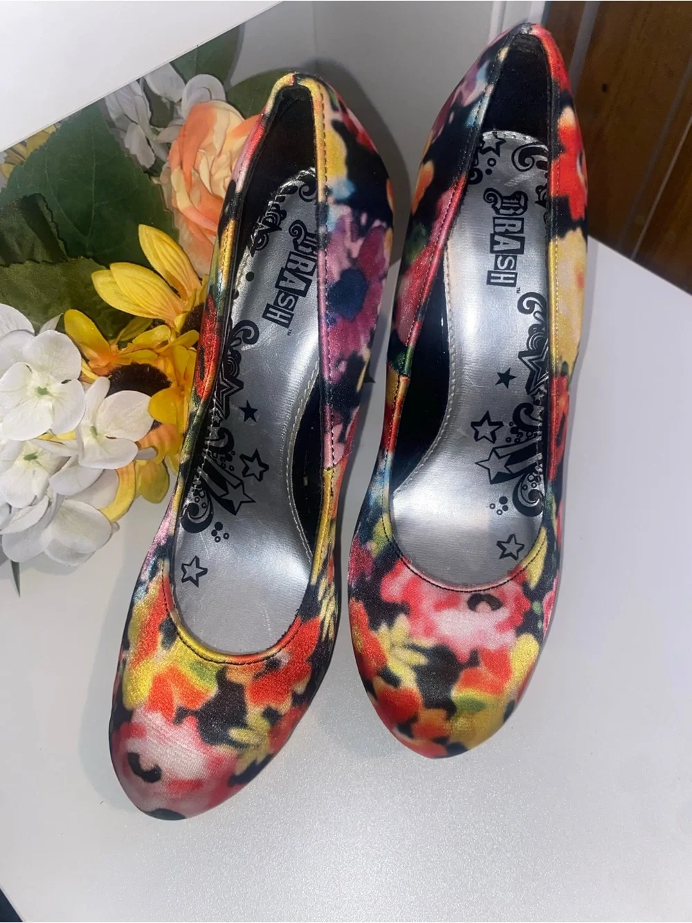 Brash Floral Platform Pumps - Black Multi